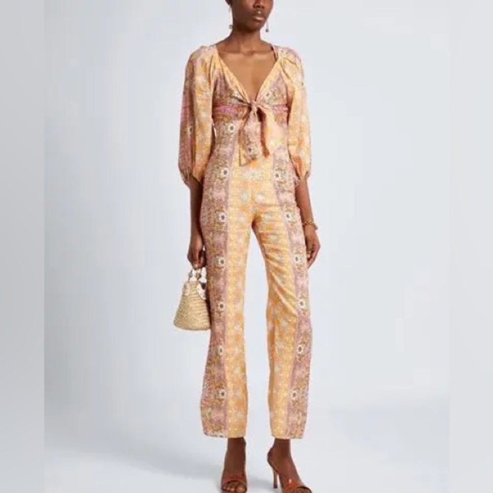 Sandro Paris Knotted Summer Jumpsuit, Summer Playsuit In Floral Luxury Print - Picture 5 of 5